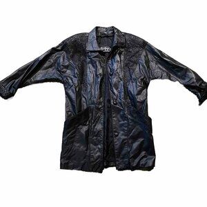 Gino Di Giorgio By COMINT Black Leather 80’s Style Crackle Jacket Argentina M